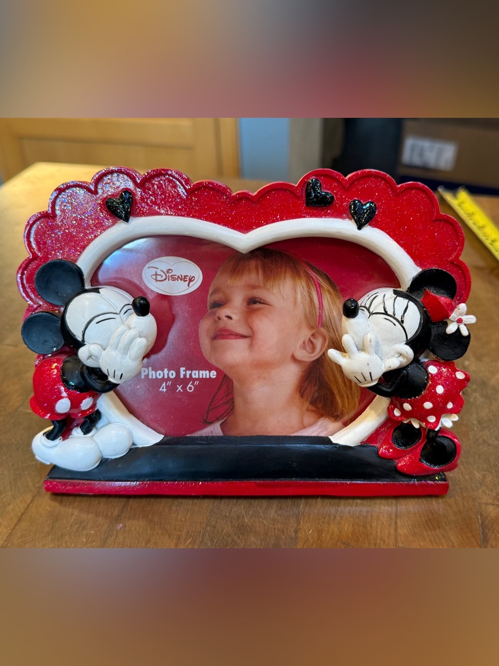 Disney Mickey & Minnie Red & White  Valentine’s Day Photo Frame 4x6